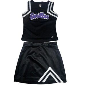 Cheerleader Uniform Outfit Costume Purple Black Gorillas 34" Top 28 Skirt Adult